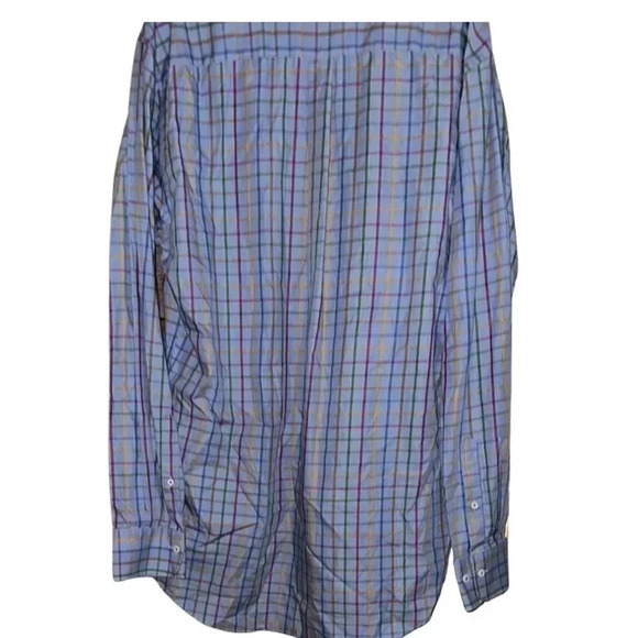Peter Millar Blue MultiColored Plaid Long Sleeve Button Down Shirt Size Large T - Picture 5 of 9